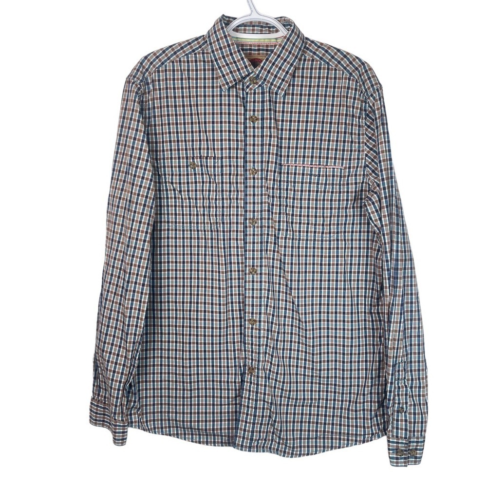Boston Traders Luxury Vintage Brown Plaid along Sleeve Shirt Size Large